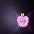 Vera Wang Princess perfume bottle with a woman in a sparkling outfit on a dark background